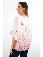 Dámská halenka s plisovaným rukávem a potiskem růžová