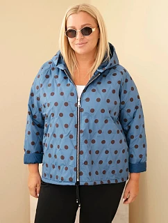 Dámská bunda Plus Size s kapucí model 22321190 džínová modrá - K-Fashion