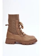 Dámské botky se šňůrkou a světle béžovou podkolenkou Gentiana