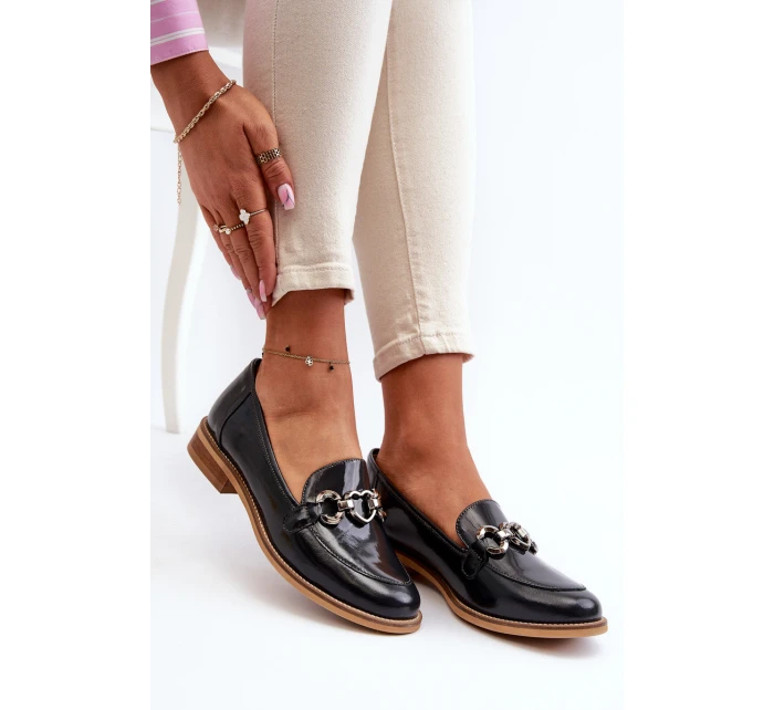 Kožené dámské lakované mokasíny model 21656264 modré - Laura Messi Kožené dámské lakované mokasíny model 21656264 modré - Laura Messi