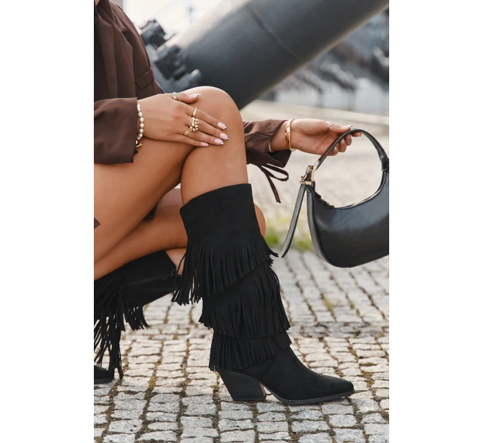 Kůže Boty Kovbojky Dámské S Černé model 21710933 - Boto