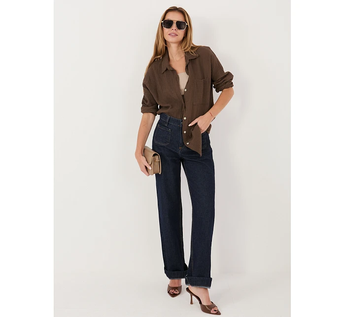 Koszula MI KS model 22102532 ciemny brązowy - FPrice Koszula MI KS model 22102532 ciemny brązowy - FPrice