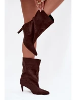 Dámské kotníkové boty na jehlovém podpatku Solvienne – čokoládové Dámské kotníkové boty na jehlovém podpatku Solvienne – čokoládové