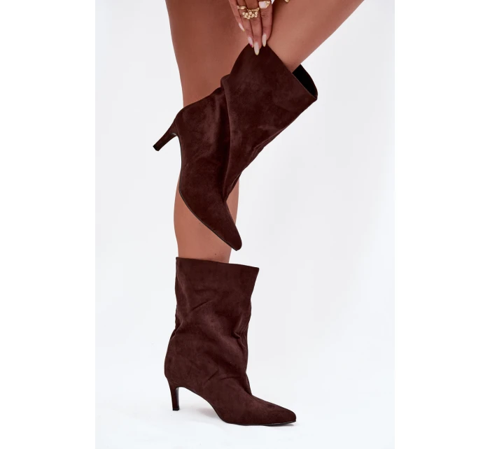 Dámské kotníkové boty na jehlovém podpatku Solvienne – čokoládové Dámské kotníkové boty na jehlovém podpatku Solvienne – čokoládové
