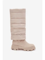 Dámské zateplené kozačky s korálky Irvette – světle béžové