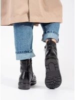 Komfortní kotníčkové boty dámské černé na širokém podpatku Komfortní kotníčkové boty dámské černé na širokém podpatku