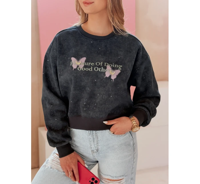 Dámská oversize mikina s vázáním v barvě motýla SPARKI námořnická modrá FashionStreet BY1403