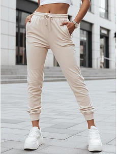 Dámské krémové velurové tepláky FashionStreet UY2841