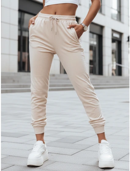 Dámské krémové velurové tepláky FashionStreet UY2841