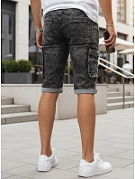 Pánské džínové cargo šortky s lemem černé FashionStreet SX2618 Pánské džínové cargo šortky s lemem černé FashionStreet SX2618
