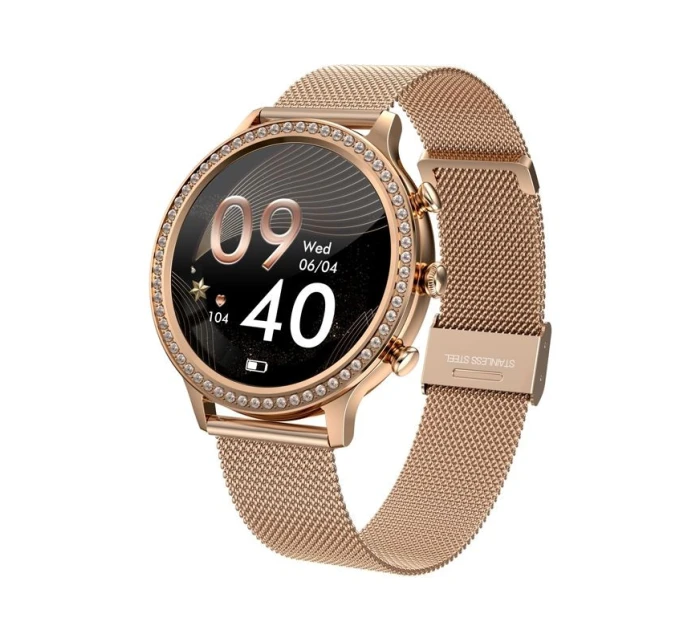 Dámské chytré hodinky VELTORI VT310-1 Zlatý náramek + růžový silikonový řemínek Dámské chytré hodinky VELTORI VT310-1 Zlatý náramek + růžový silikonový řemínek