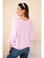 Dámský svetr typu model 21949260 s kulatým výstřihem jasně fialový - K-Fashion