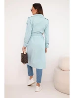 Dámský kabát v pase se zavazováním a límcem mátový Dámský kabát v pase se zavazováním a límcem mátový