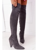 Semišové Kozačky Na Vysokém Podpatku Lu Boo šedé