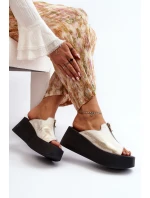 model 21646400 Dámské žabky na masivní platformě se zipem zlaté - Zazoo