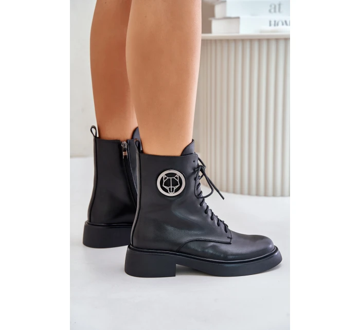Kožené botky s podšívkou na zip černé model 21675499 - Boto Kožené botky s podšívkou na zip černé model 21675499 - Boto