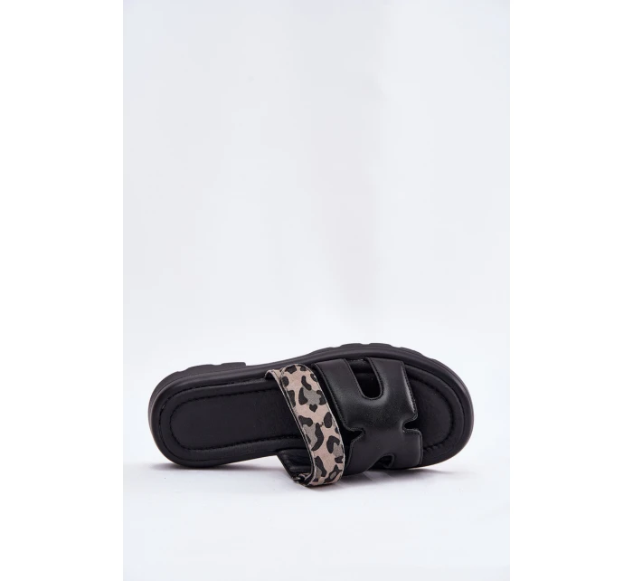 Kožené Dámské Sandály S Páskem Leopard Vinceza 66769 Černé