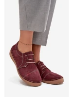 Kožené dámské polobotky s prošíváním model 21710433 bordó - Artiker Kožené dámské polobotky s prošíváním model 21710433 bordó - Artiker