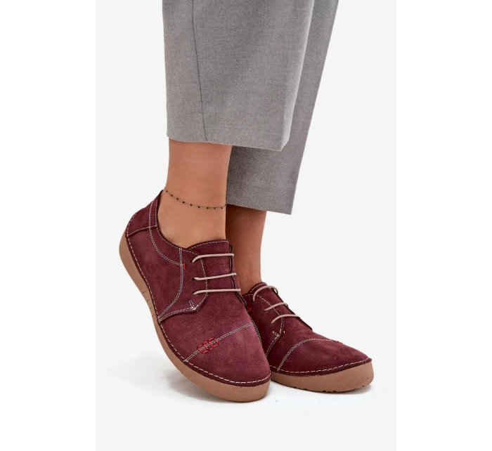 Kožené dámské polobotky s prošíváním model 21710433 bordó - Artiker Kožené dámské polobotky s prošíváním model 21710433 bordó - Artiker