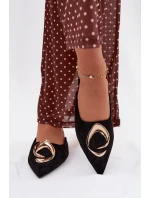 Dámské pantofle Mule s ozdobným zlatým detailem Černé Galvella Dámské pantofle Mule s ozdobným zlatým detailem Černé Galvella