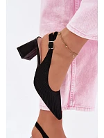 Materiálové Sandály na Podpatku Černé model 22107009 - Boto Materiálové Sandály na Podpatku Černé model 22107009 - Boto