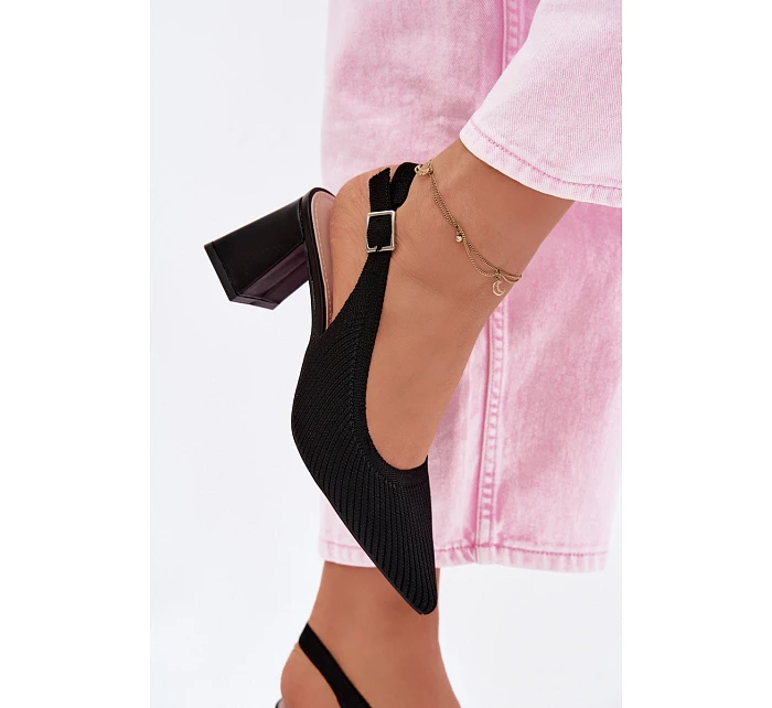 Materiálové Sandály na Podpatku Černé model 22107009 - Boto Materiálové Sandály na Podpatku Černé model 22107009 - Boto