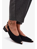 Kožené semišové dámské sandály na nízkém podpatku D&A CR61-3050 Černé