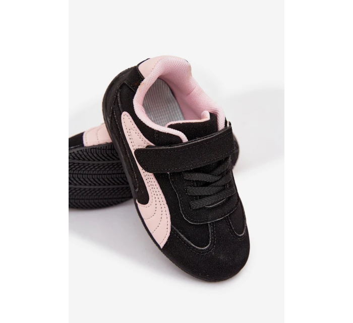 Dětské sportovní boty na suchý zip Perrin – černo-růžové