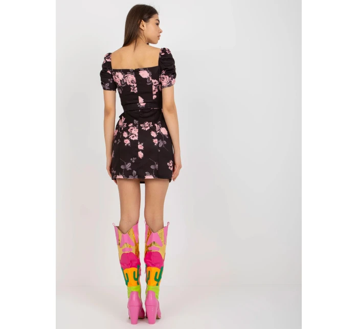 Dámské šaty LK SK 508641.29 Černá s růžovou vzor - FPrice