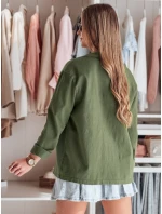 Dámská košilová bunda oversize OVERBOR khaki FashionStreet TY4889 Dámská košilová bunda oversize OVERBOR khaki FashionStreet TY4889