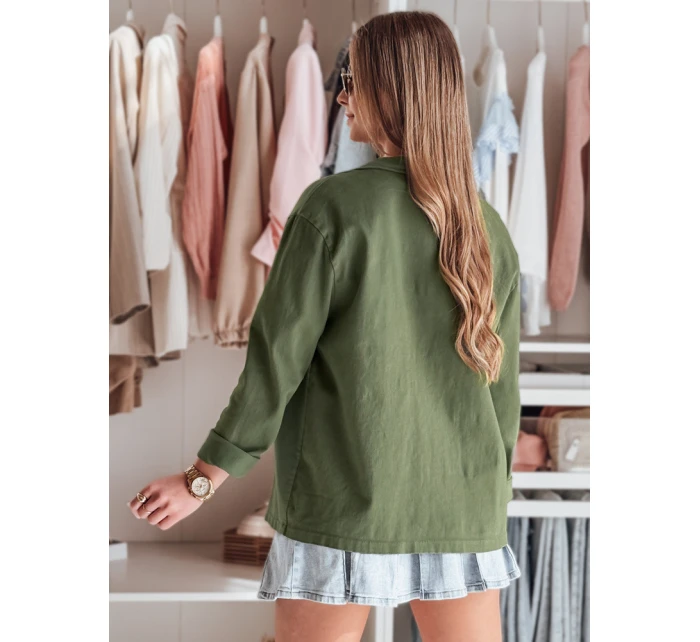 Dámská košilová bunda oversize OVERBOR khaki FashionStreet TY4889 Dámská košilová bunda oversize OVERBOR khaki FashionStreet TY4889