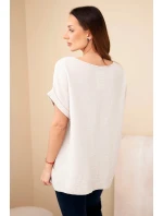 Mušelínová halenka s náhrdelníkem béžový Mušelínová halenka s náhrdelníkem béžový