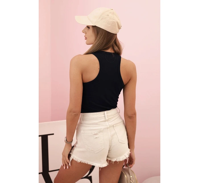 Dámský bavlněný top bokserka na širokých ramínkách námořnická modrá