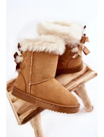 Dětské Teplé Sněhule Semišové s Mašlemi Béžove Funky Dětské Teplé Sněhule Semišové s Mašlemi Béžove Funky