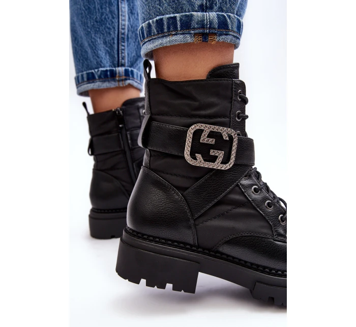 Kožené Černé Botky Workery S model 21632510 - Boto