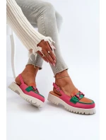 Dámské sandály na ploché podrážce s ozdobou oranžové D&A MR38-656