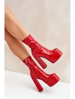 Lakované Botky Na Platformě A Vysokém Podpatku Červené Lotisha