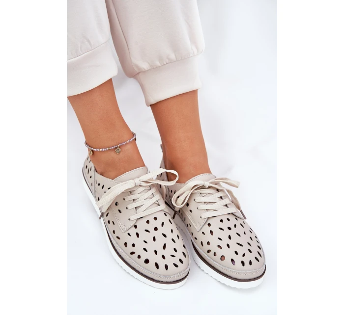 Dámské Kožené Polobotky S.Barski LR51-610 Béžové