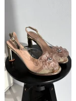 Sandály na podpatku s ozdobou a krystaly D&A MR52-236 zlaté Sandály na podpatku s ozdobou a krystaly D&A MR52-236 zlaté