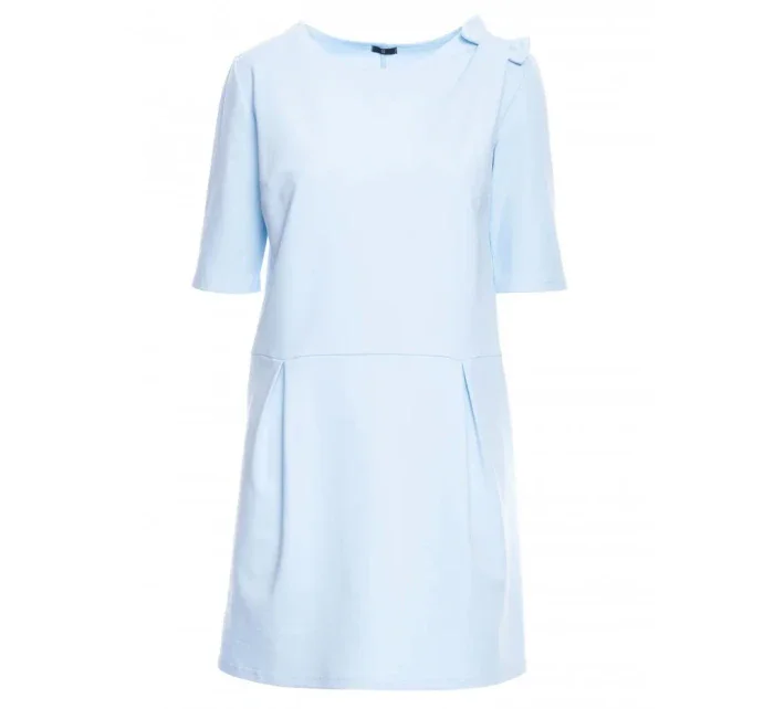 M422 Šaty se spadlým pasem a mašlí - světle modré