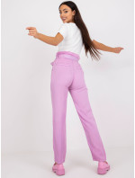 Fialové látkové kalhoty s vysokým pasem