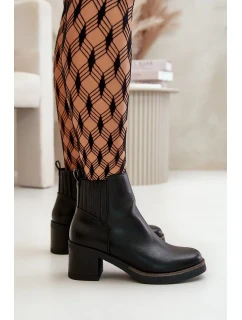 Zateplené Dámské Kotníkové Boty Na Podpatku Eko Kůže Černé Irittes