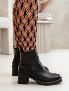 Zateplené Dámské Kotníkové Boty Na Podpatku Eko Kůže Černé Irittes