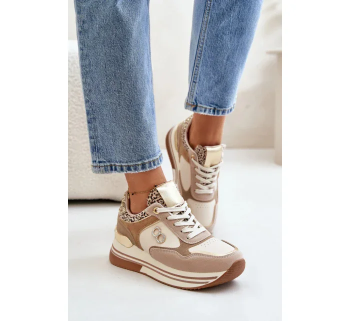 Dámská sportovní obuv YY-6B model 201042 Béžová se zlatou - Step in style Dámská sportovní obuv YY-6B model 201042 Béžová se zlatou - Step in style