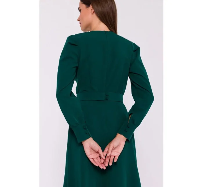 S378 Rozšířené šaty s páskem S378  zelené - Stylove