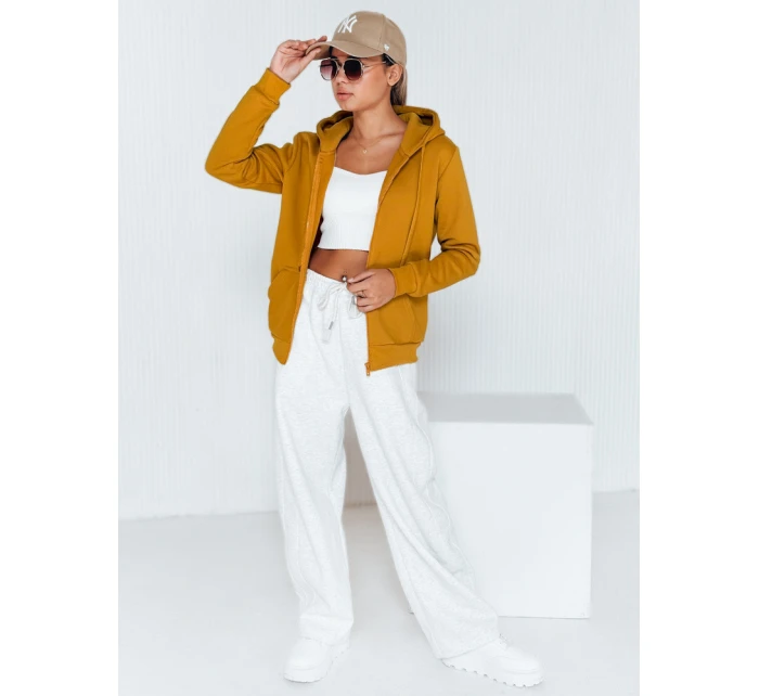 Dámská mikina na zip s kapucí camel BY0227