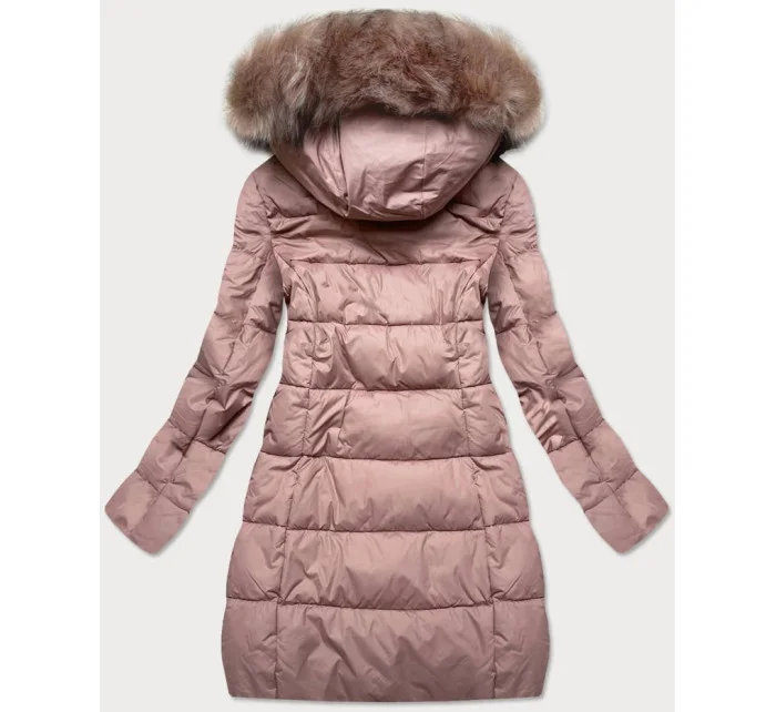 PIKOWANA DAMSKA KURTKA ZIMOWA Z KAPTUREM RÓŻ model 21242060 - Libland