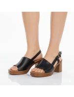 Sandały damskie na słupku czarne Potocki 54324