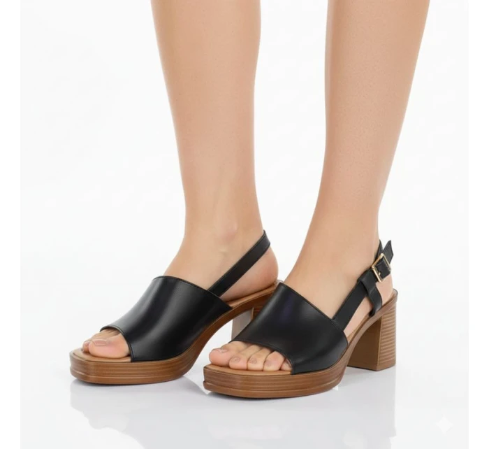 Sandały damskie na słupku czarne Potocki 54324