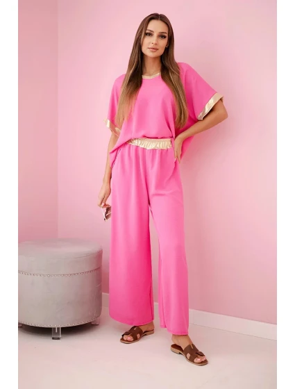 Viskózový komplet se zlatým lemováním růžový Viskózový komplet se zlatým lemováním růžový